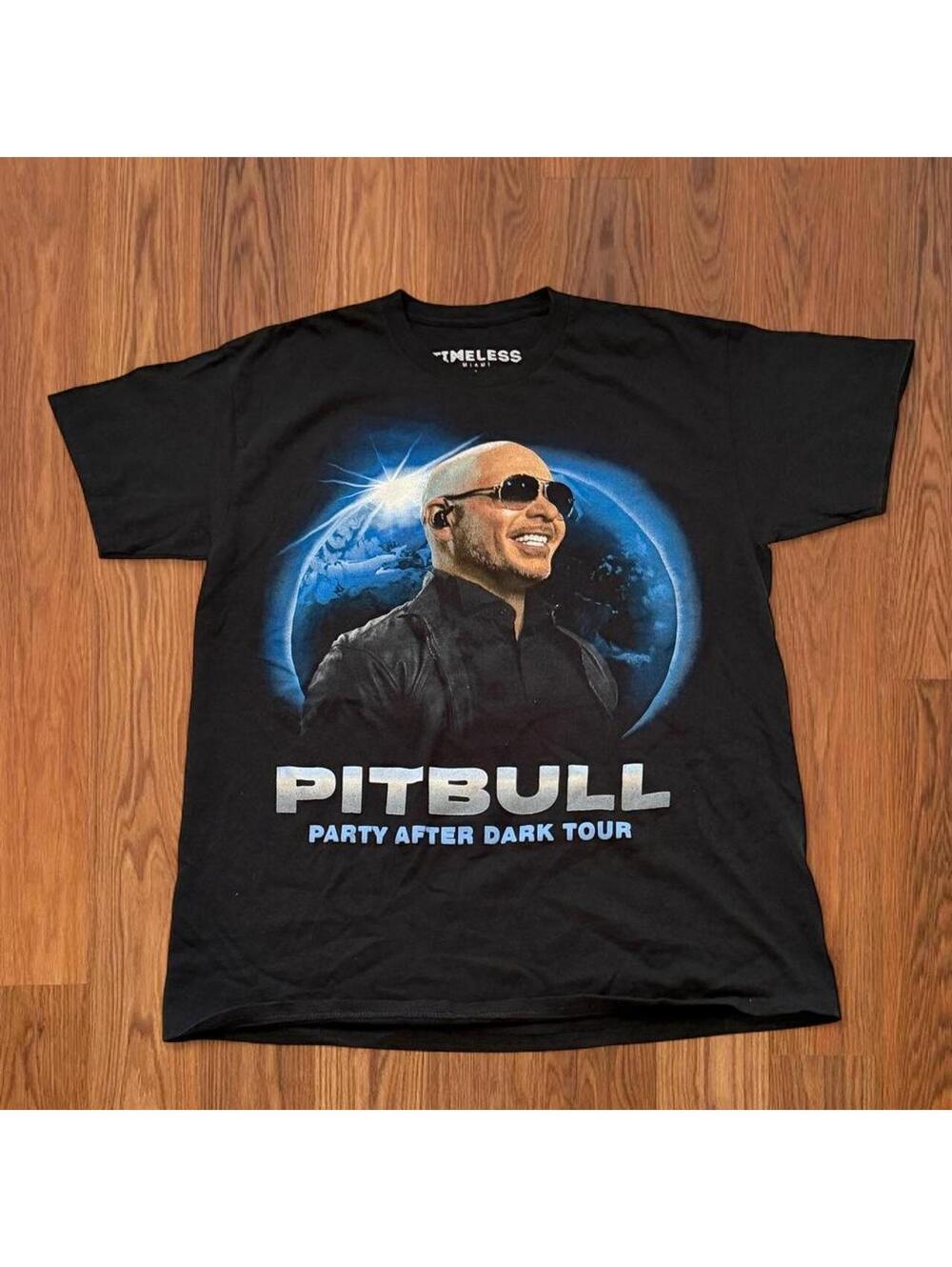 Pitbull Party After Dark Tour Concert Black Graphic T-Shirt Men's Size Large